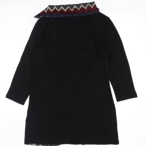 Autonomy Womens Black Collared Geometric Acrylic Pullover Jumper Size 12
