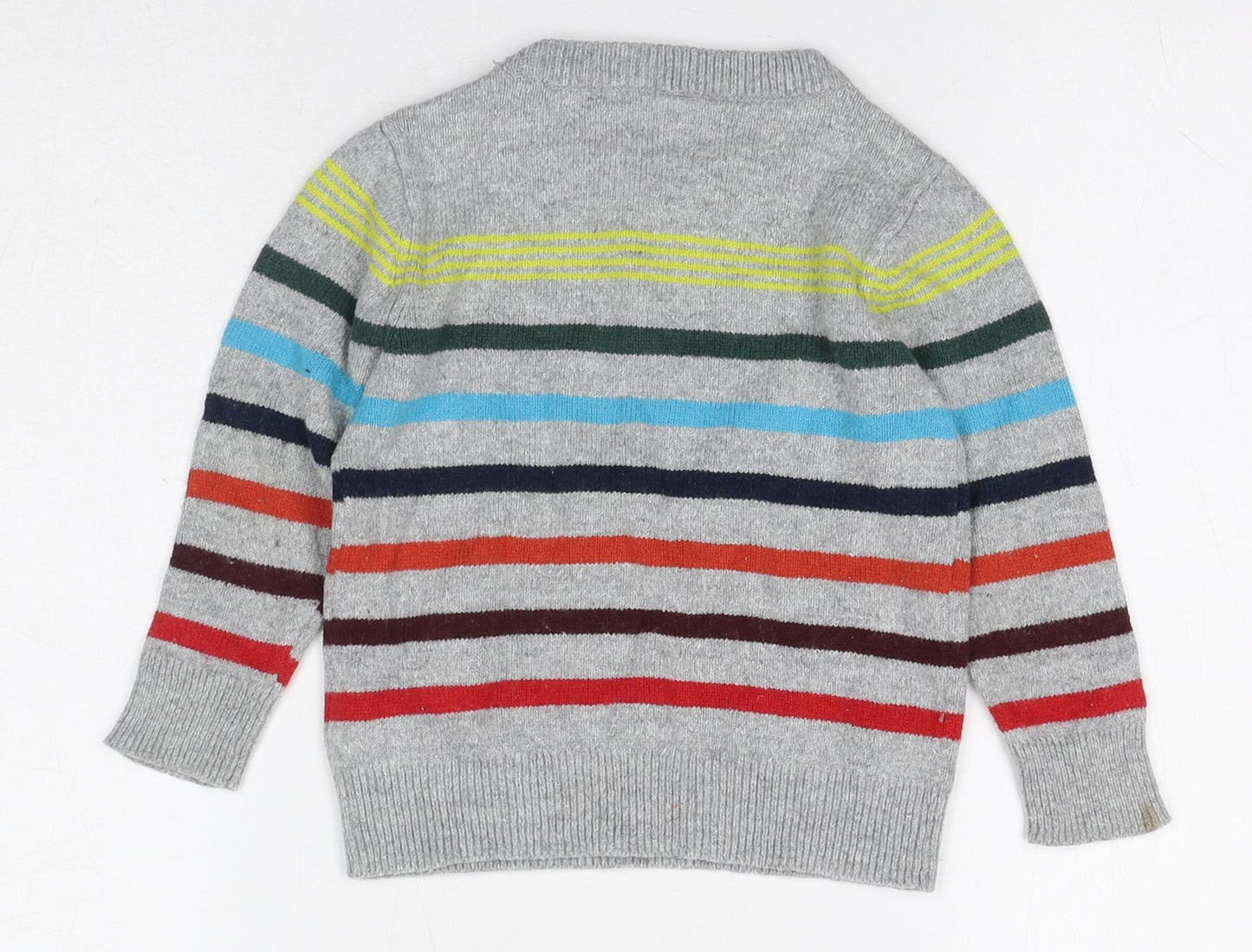 Gap Boys Grey Crew Neck Striped Cotton Pullover Jumper Size 2 Years Pullover