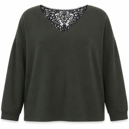 Dorothy Perkins Womens Green V-Neck Polyester Pullover Jumper Size 14 - Lace Detail