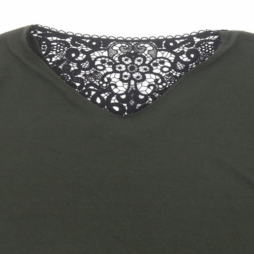 Dorothy Perkins Womens Green V-Neck Polyester Pullover Jumper Size 14 - Lace Detail