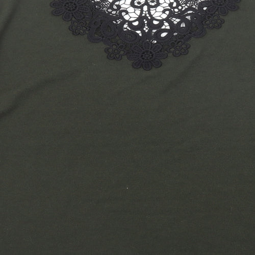 Dorothy Perkins Womens Green V-Neck Polyester Pullover Jumper Size 14 - Lace Detail