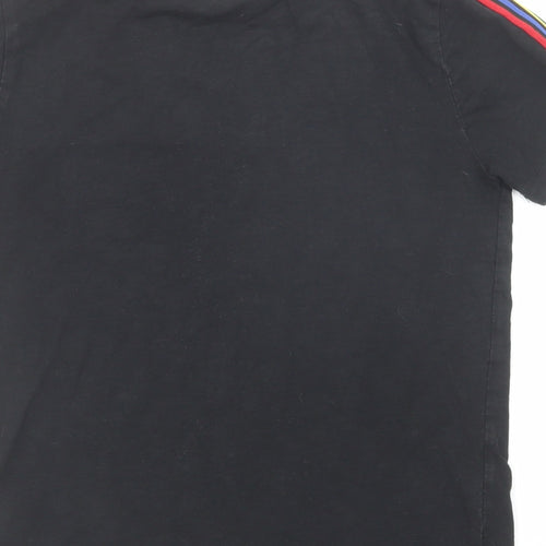NEXT Boys Black Cotton Basic T-Shirt Size 10 Years Round Neck Pullover - Stripe Detail