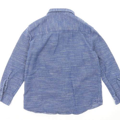 Zara Boys Blue Cotton Basic Button-Up Size 10 Years Collared Button