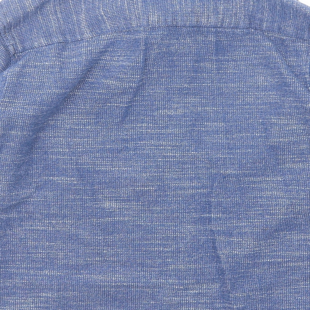 Zara Boys Blue Cotton Basic Button-Up Size 10 Years Collared Button