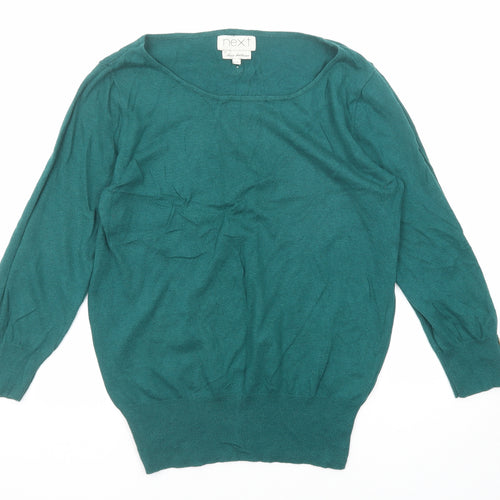NEXT Womens Green Boat Neck Cotton Pullover Jumper Size 12