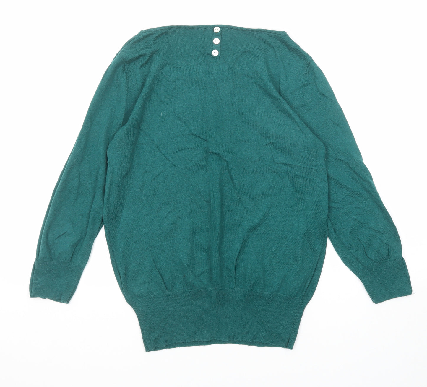 NEXT Womens Green Boat Neck Cotton Pullover Jumper Size 12