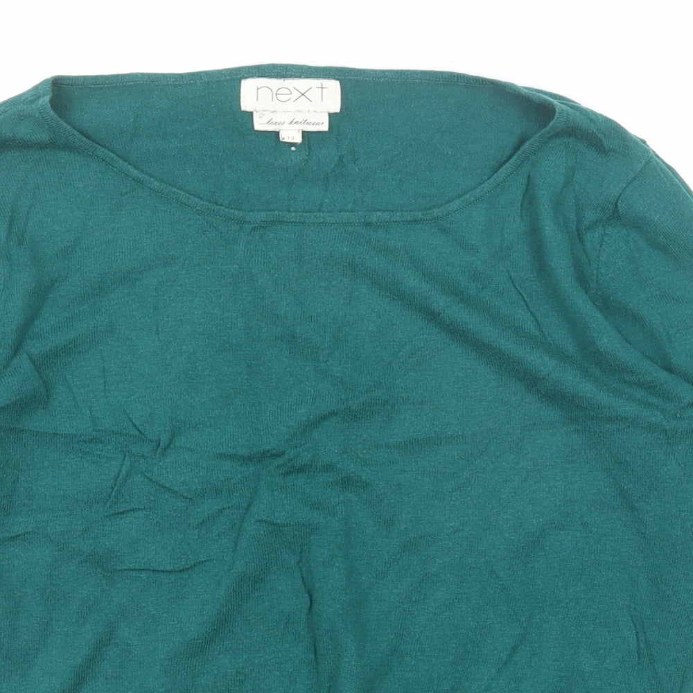 NEXT Womens Green Boat Neck Cotton Pullover Jumper Size 12