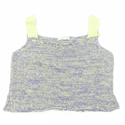 La Confidence Womens Blue Geometric Cotton Basic Tank Size XL Square Neck