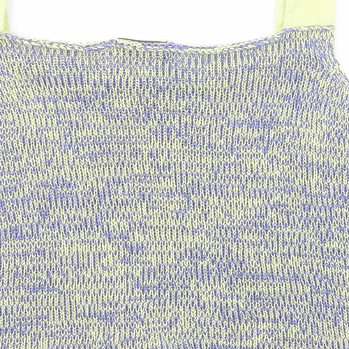 La Confidence Womens Blue Geometric Cotton Basic Tank Size XL Square Neck