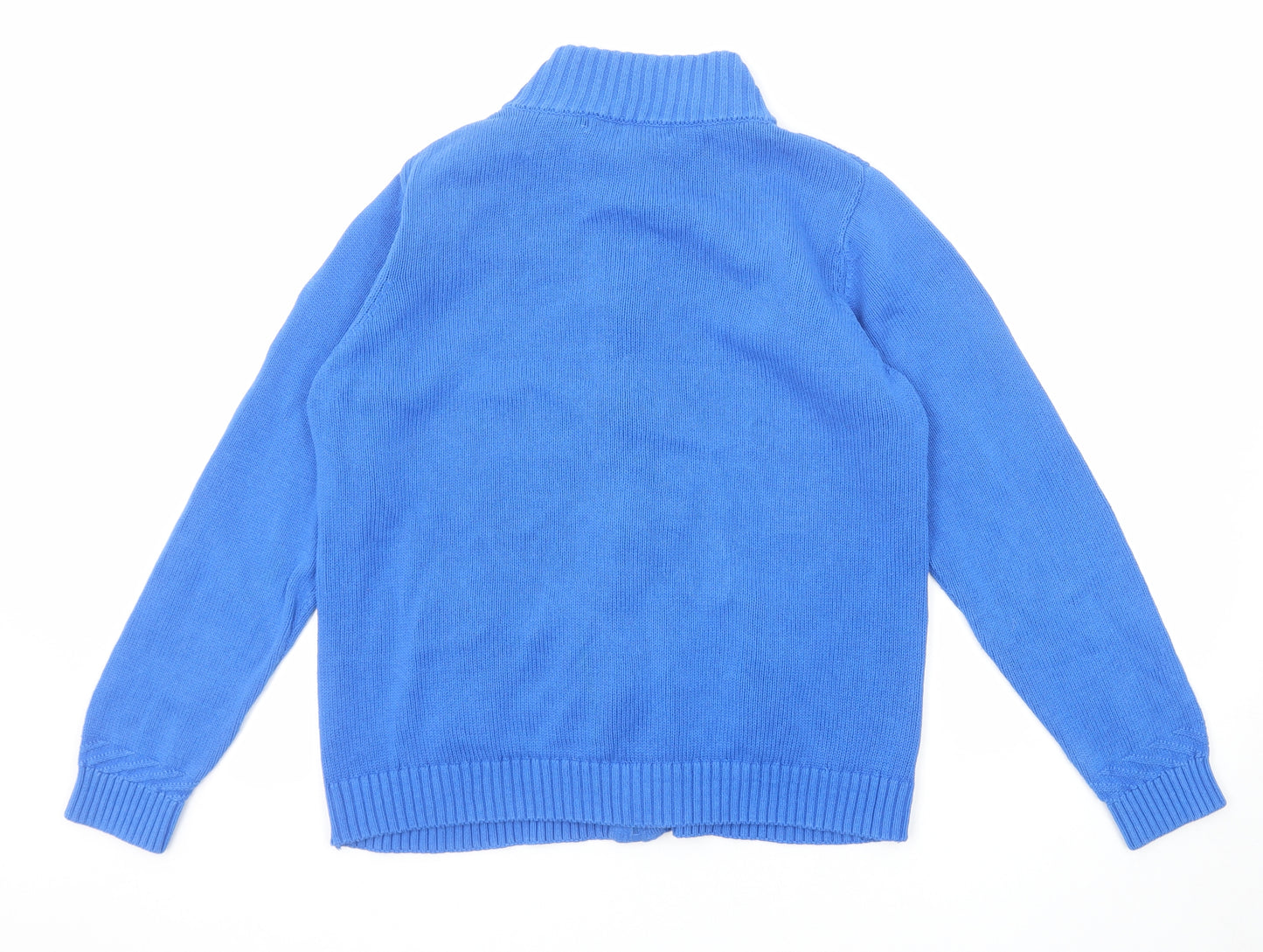 EWM Womens Blue High Neck Cotton Full Zip Jumper Size 14 - Size 14-16