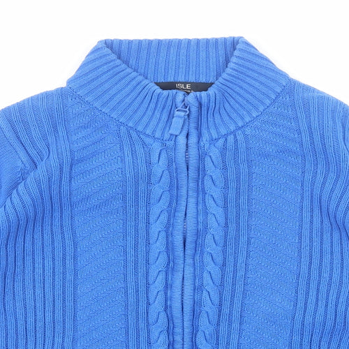 EWM Womens Blue High Neck Cotton Full Zip Jumper Size 14 - Size 14-16
