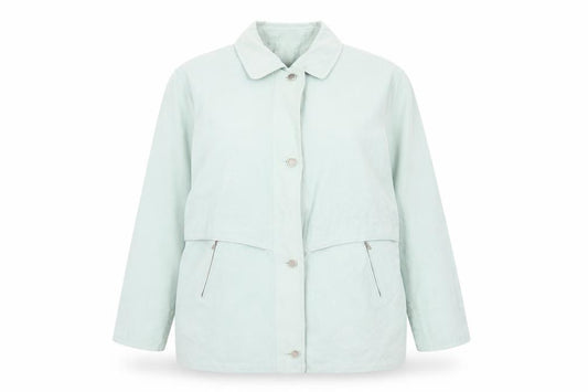 Front view of Danna women’s blue jacket, size UK 20, button