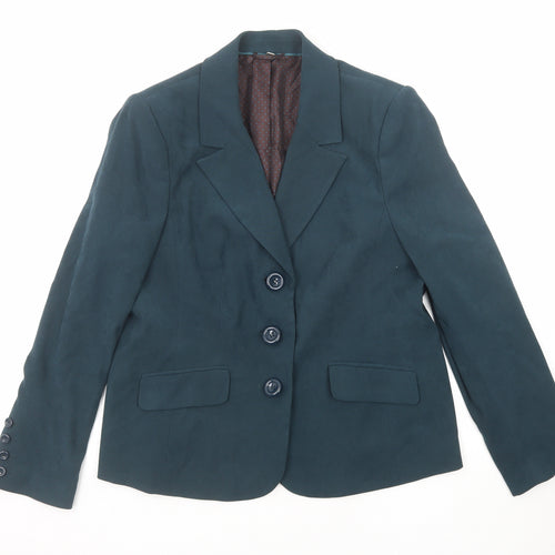 EWM Womens Green Polyester Jacket Blazer Size 16