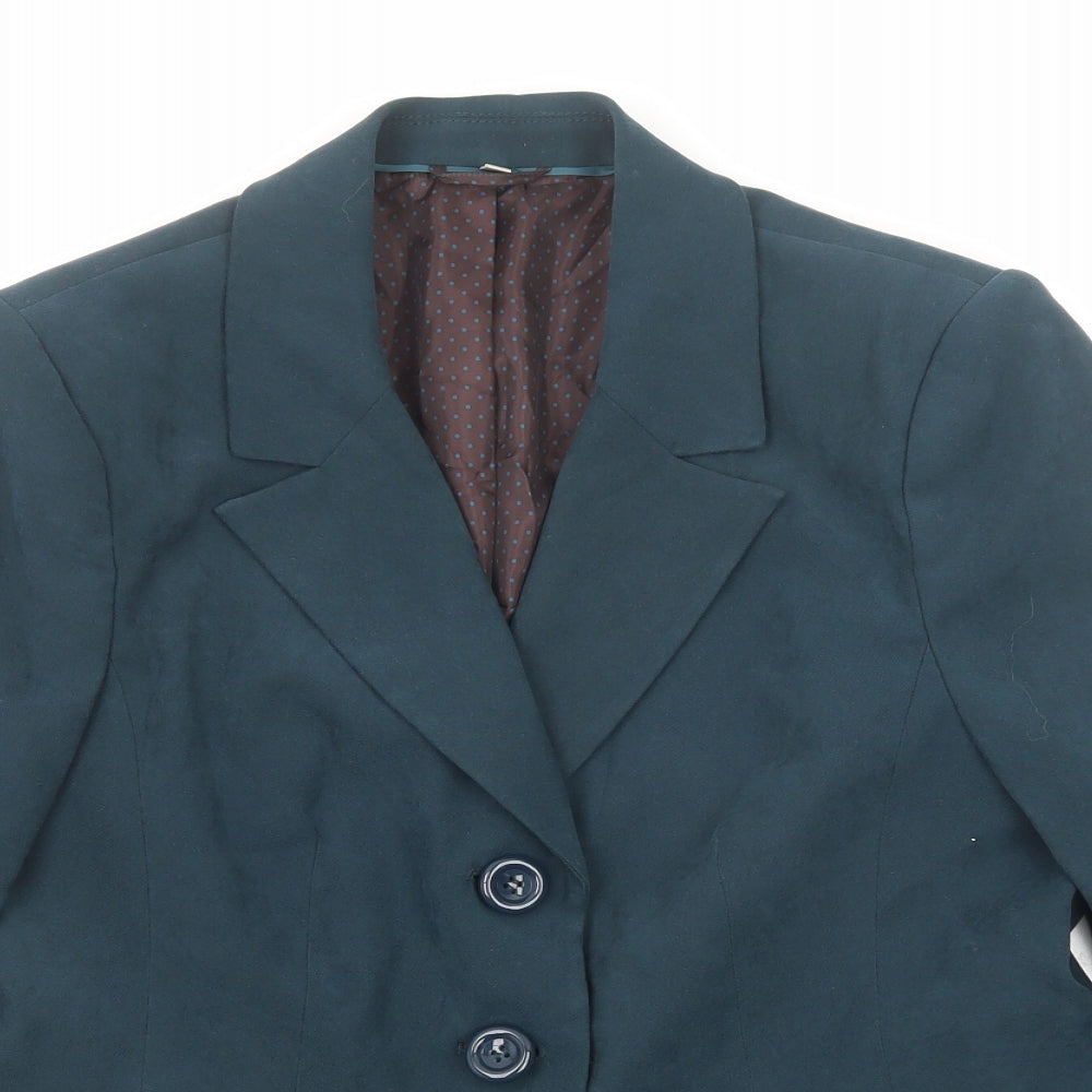 EWM Womens Green Polyester Jacket Blazer Size 16