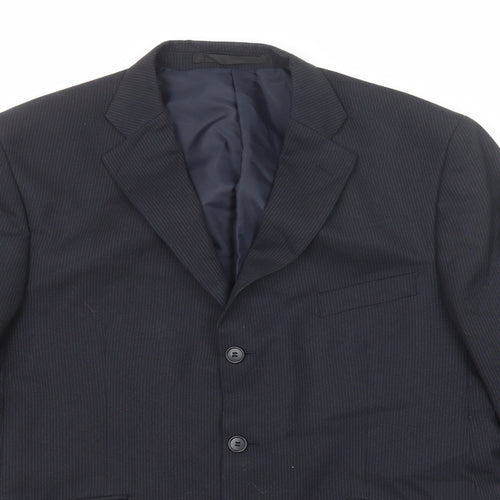 Marks and Spencer Mens Blue Striped Polyester Jacket Suit Jacket Size 42 Regular