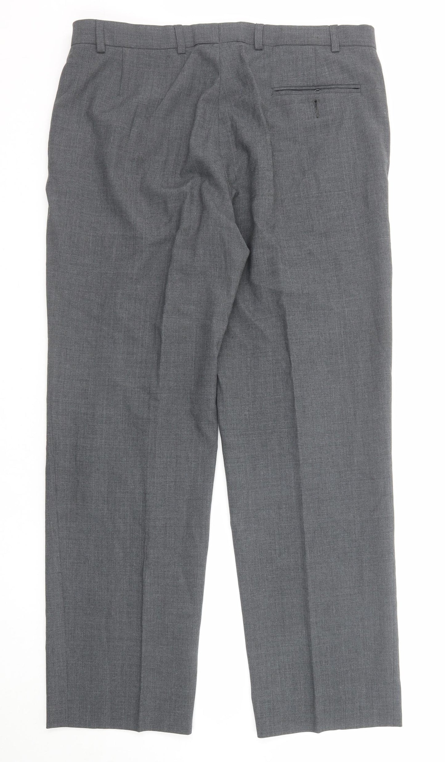 Marks and Spencer Mens Grey Polyester Dress Pants Trousers Size 36 in L31 in Regular Zip