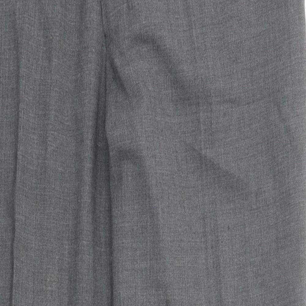 Marks and Spencer Mens Grey Polyester Dress Pants Trousers Size 36 in L31 in Regular Zip