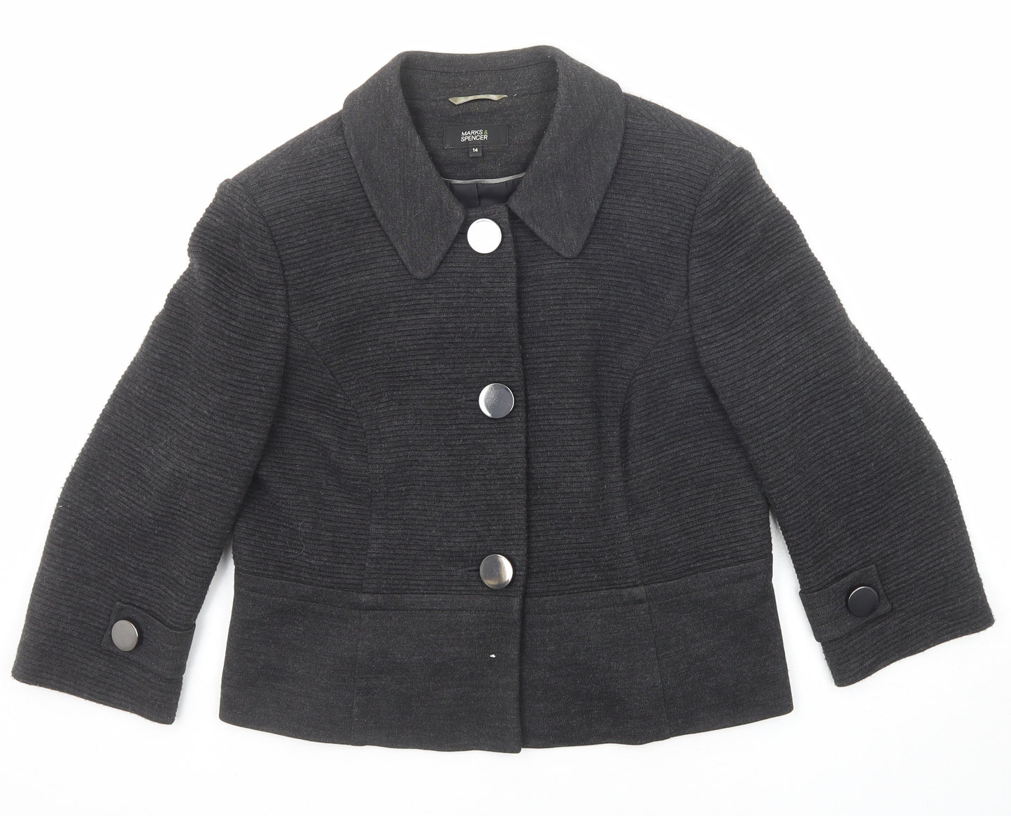 Marks and Spencer Womens Grey Jacket Blazer Size 14 Button
