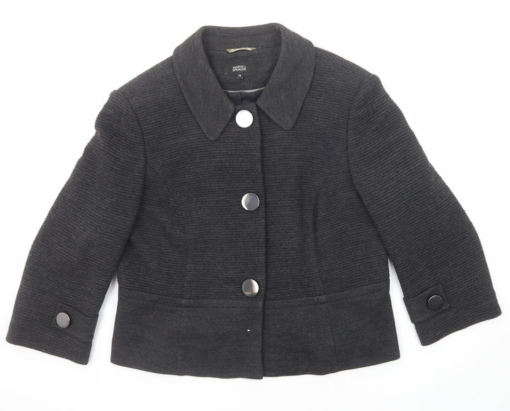 Marks and Spencer Womens Grey Jacket Blazer Size 14 Button