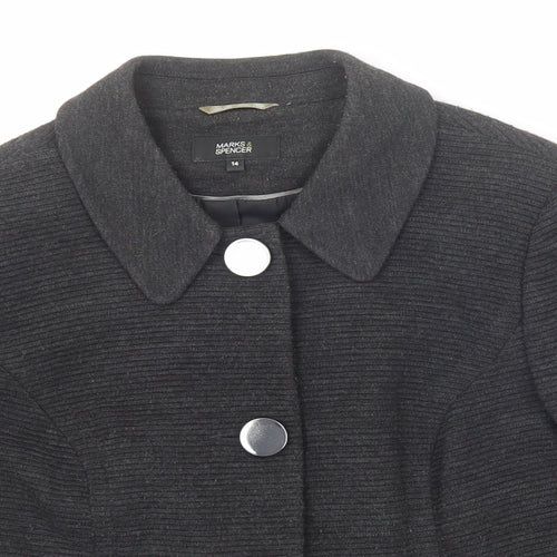 Marks and Spencer Womens Grey Jacket Blazer Size 14 Button