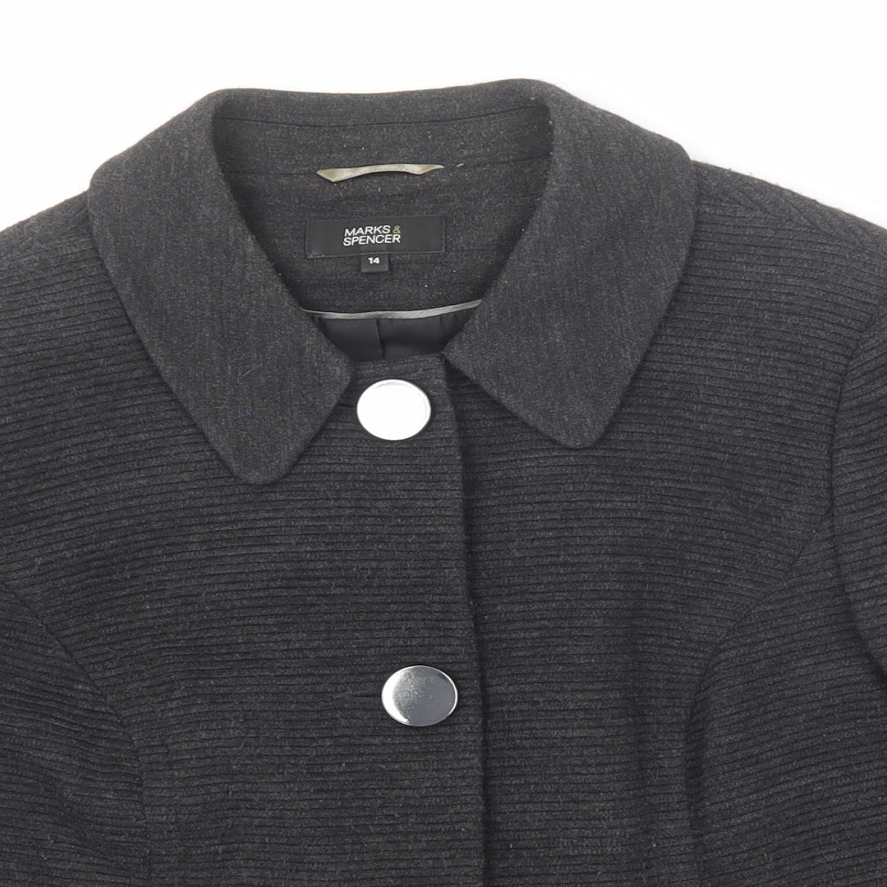 Marks and Spencer Womens Grey Jacket Blazer Size 14 Button
