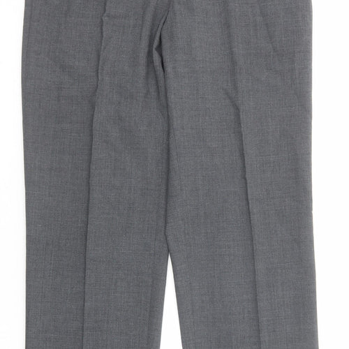 Marks and Spencer Mens Grey Polyester Dress Pants Trousers Size 36 in L31 in Regular Zip