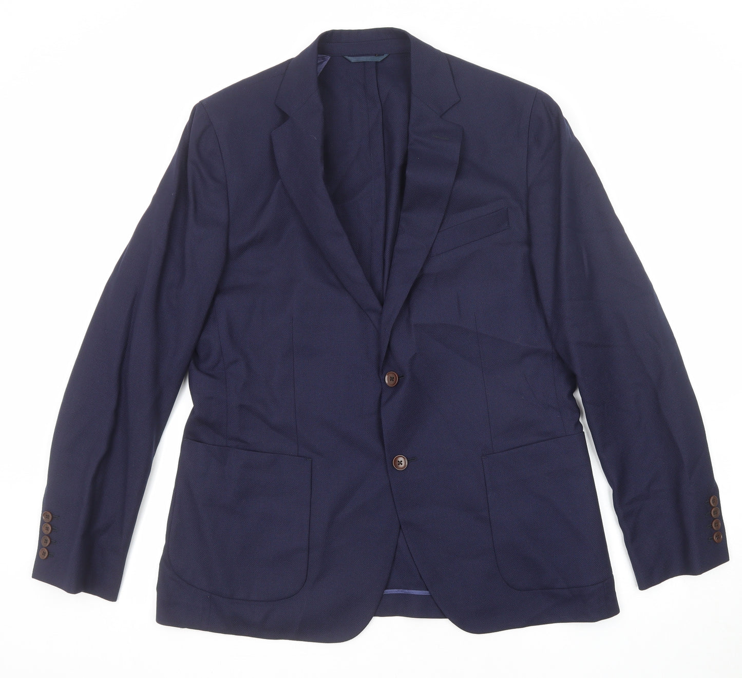 Charles Tyrwhitt Mens Blue Wool Jacket Blazer Size 42 Regular