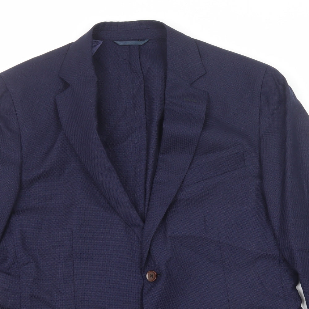 Charles Tyrwhitt Mens Blue Wool Jacket Blazer Size 42 Regular