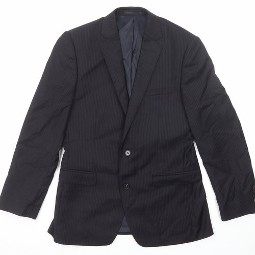 French Connection Mens Black Striped Wool Jacket Suit Jacket Size 38 Regular