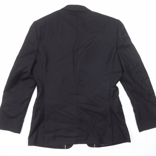 French Connection Mens Black Striped Wool Jacket Suit Jacket Size 38 Regular