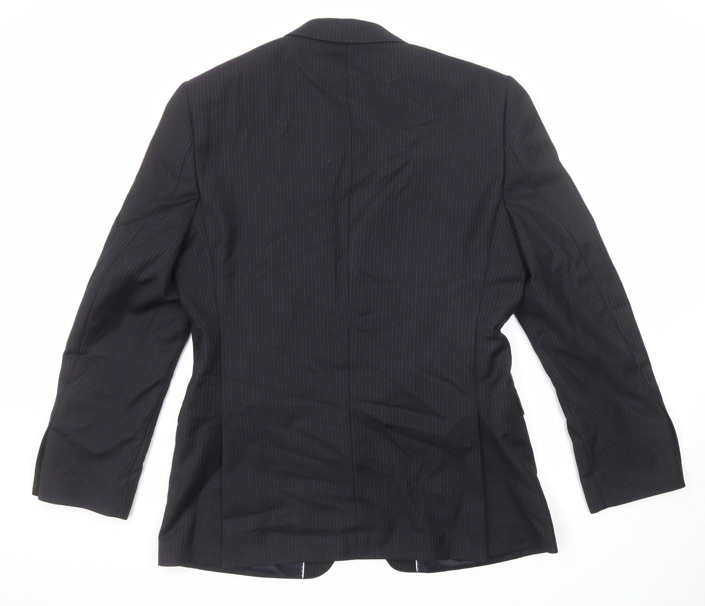 French Connection Mens Black Striped Wool Jacket Suit Jacket Size 38 Regular