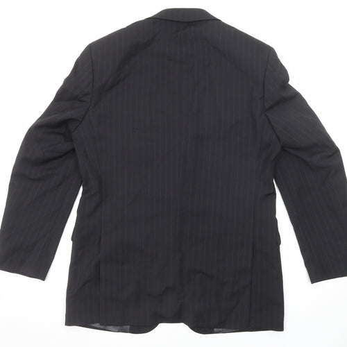 Marks and Spencer Mens Black Striped Wool Jacket Suit Jacket Size 40 Regular