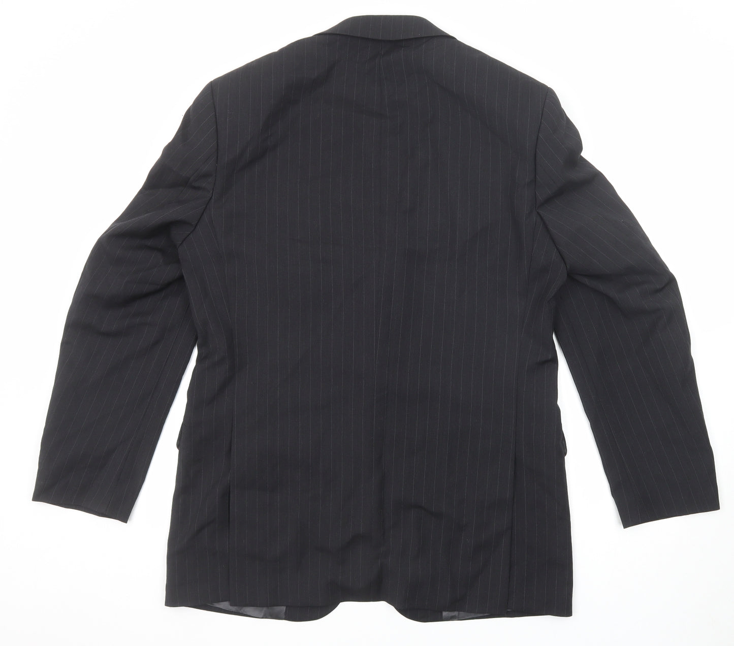 Marks and Spencer Mens Black Striped Wool Jacket Suit Jacket Size 40 Regular
