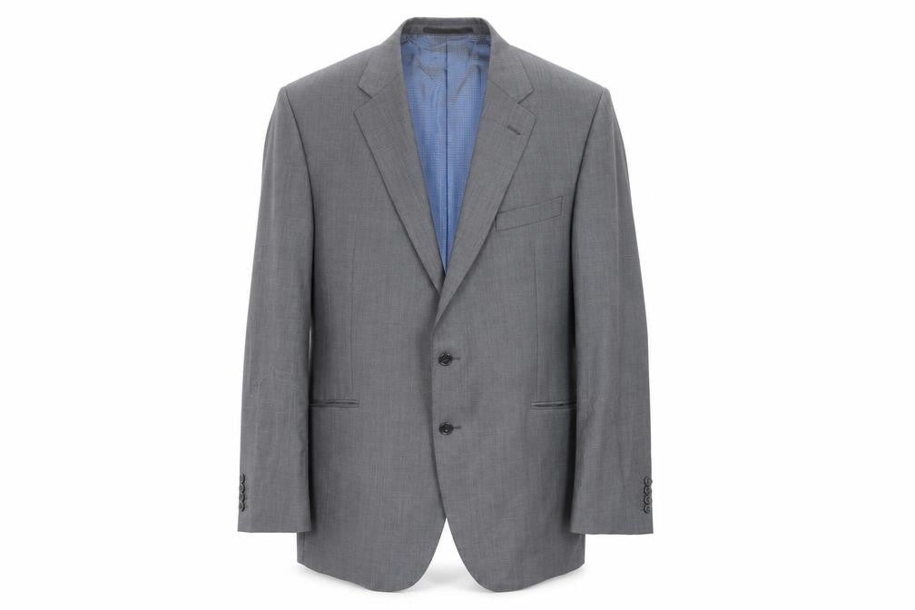 Front view of Marks & Spencer men’s grey wool jacket suit jacket, size 44, regular