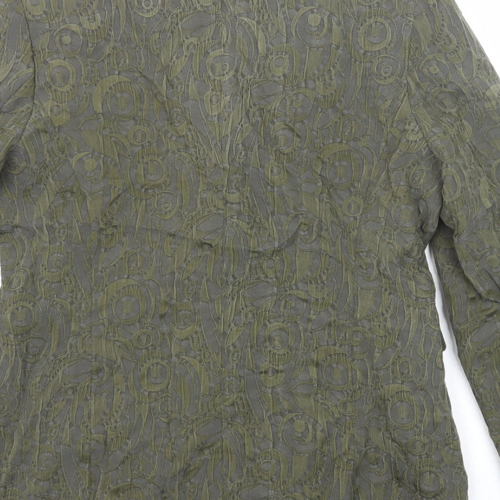 Gregory Pat Womens Green Geometric Jacket Blazer Size 14 Button