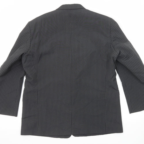Emporium Mens Grey Striped Polyester Jacket Suit Jacket Size 46 Regular