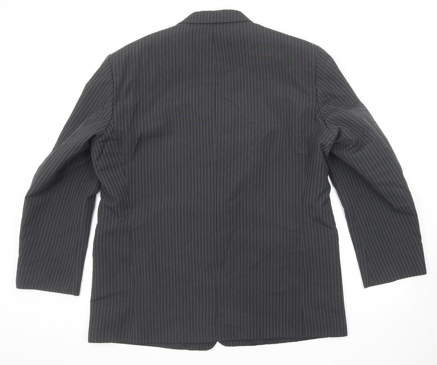Emporium Mens Grey Striped Polyester Jacket Suit Jacket Size 46 Regular