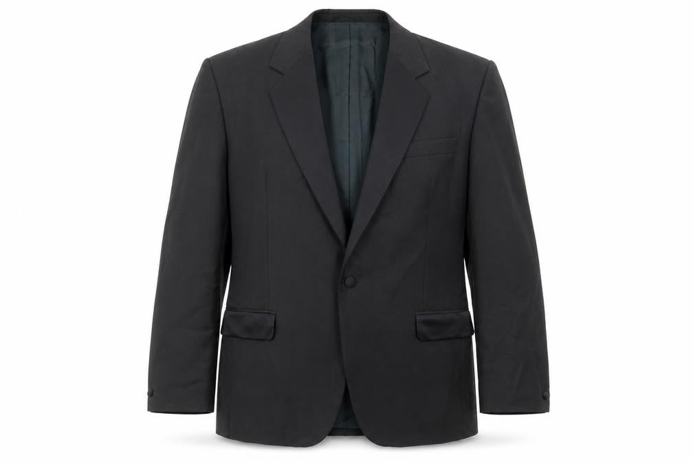 Front view of Skopes men’s black polyester jacket suit jacket, size 42, regular