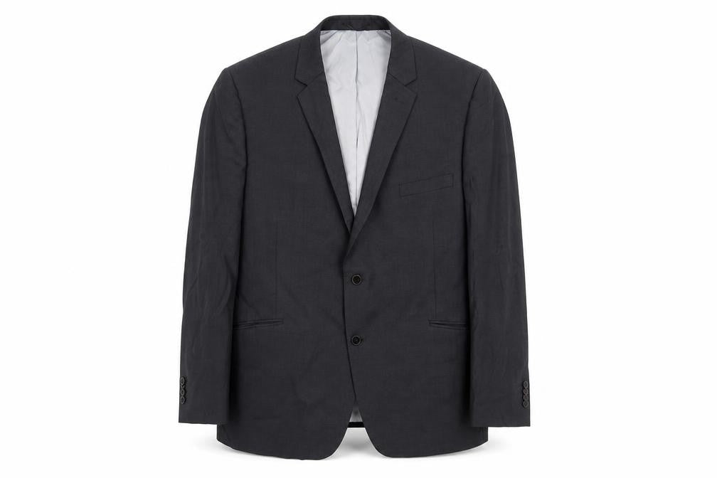 Front view of Performance Suit men’s blue wool jacket suit jacket, size 48, regular