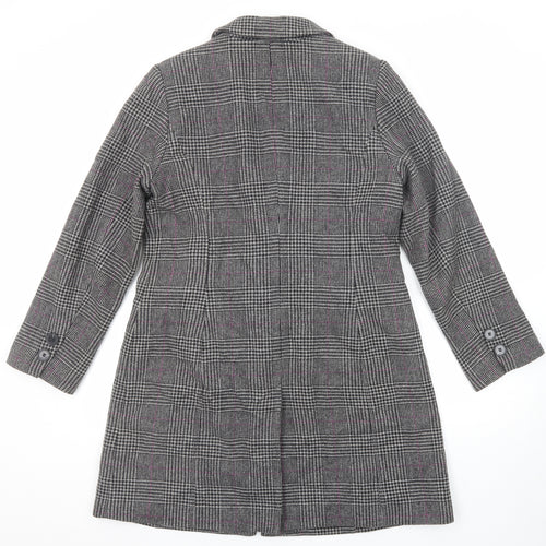 Marks and Spencer Womens Grey Plaid Overcoat Coat Size 14 Button