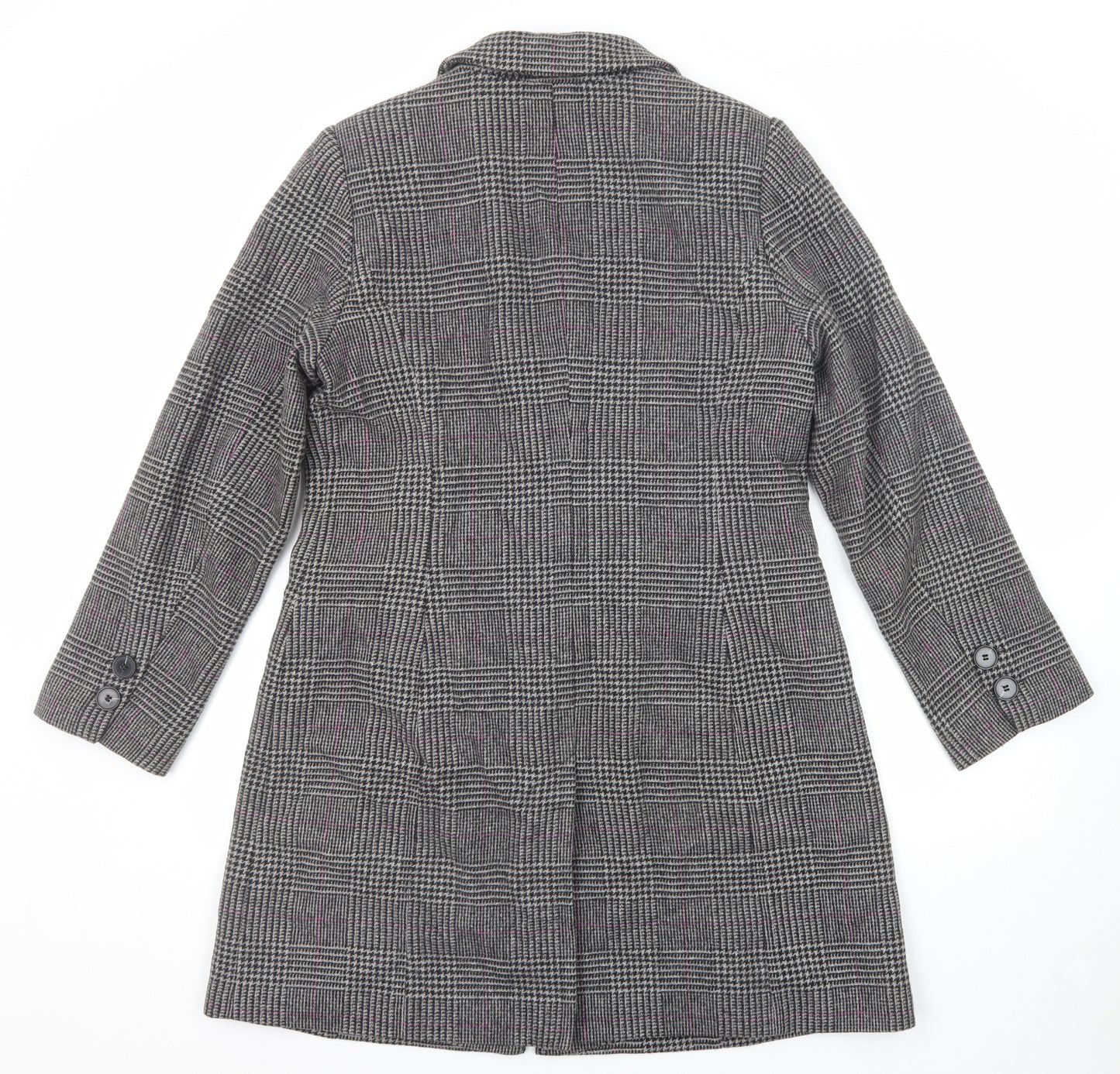 Marks and Spencer Womens Grey Plaid Overcoat Coat Size 14 Button