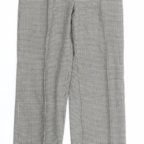 Long Tall Sally Womens Black Geometric Wool Trousers Size 14 Regular Zip