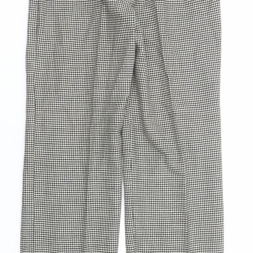Long Tall Sally Womens Black Geometric Wool Trousers Size 14 Regular Zip