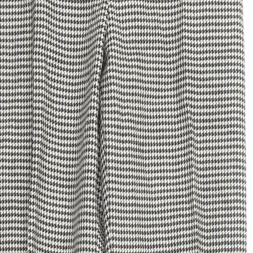 Long Tall Sally Womens Black Geometric Wool Trousers Size 14 Regular Zip
