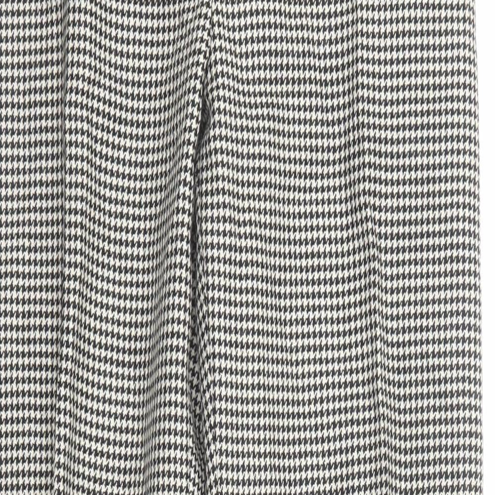 Long Tall Sally Womens Black Geometric Wool Trousers Size 14 Regular Zip