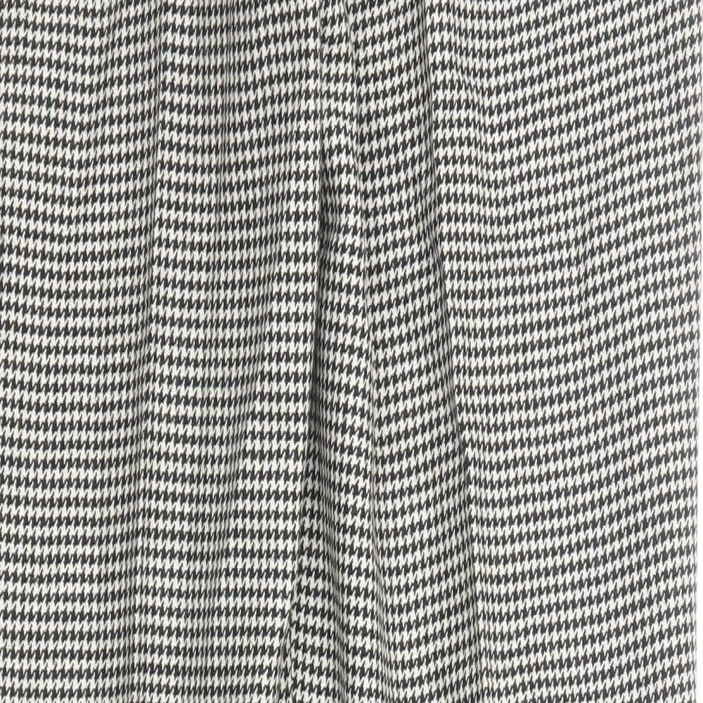 Long Tall Sally Womens Black Geometric Wool Trousers Size 14 Regular Zip