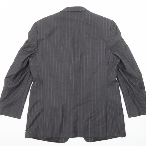 Marks and Spencer Mens Grey Striped Wool Jacket Suit Jacket Size 46 Regular