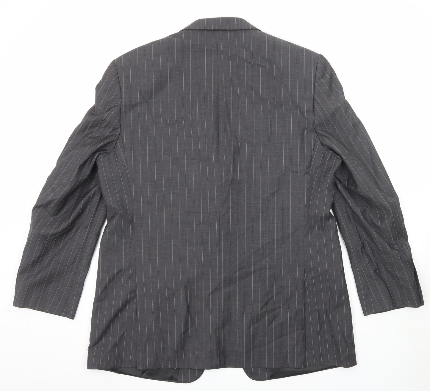 Marks and Spencer Mens Grey Striped Wool Jacket Suit Jacket Size 46 Regular