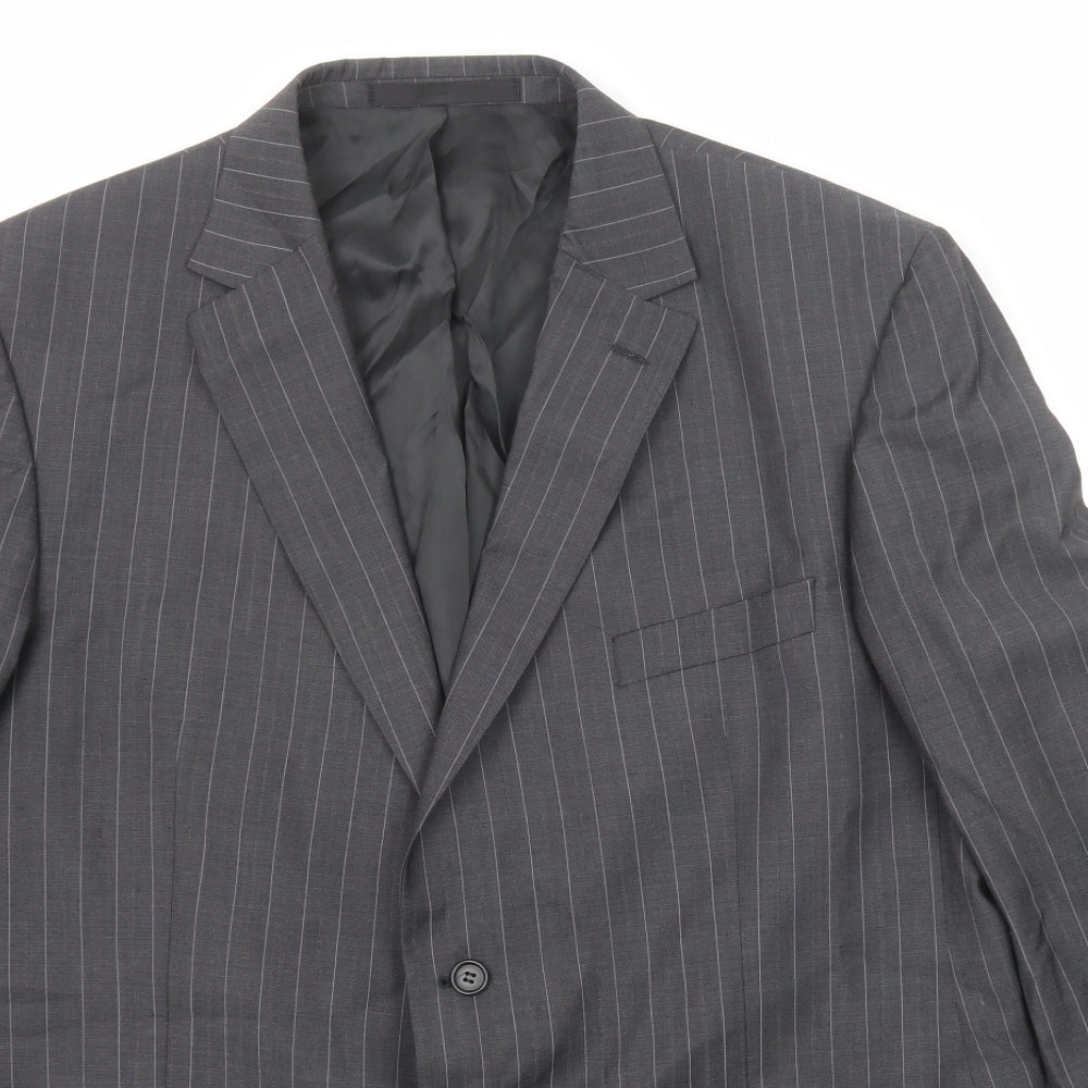 Marks and Spencer Mens Grey Striped Wool Jacket Suit Jacket Size 46 Regular