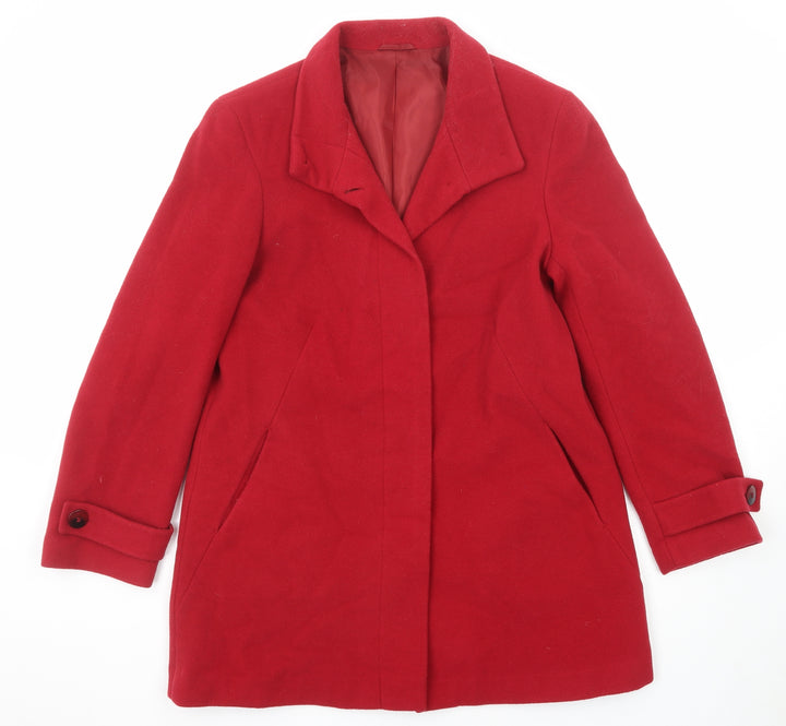 BHS Womens Red Overcoat Coat Size 14 Button